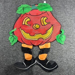 Vintage 14” FLAG Hanging Yard Decor Jack-O-Lantern NYLON Halloween Pumpkin MAN